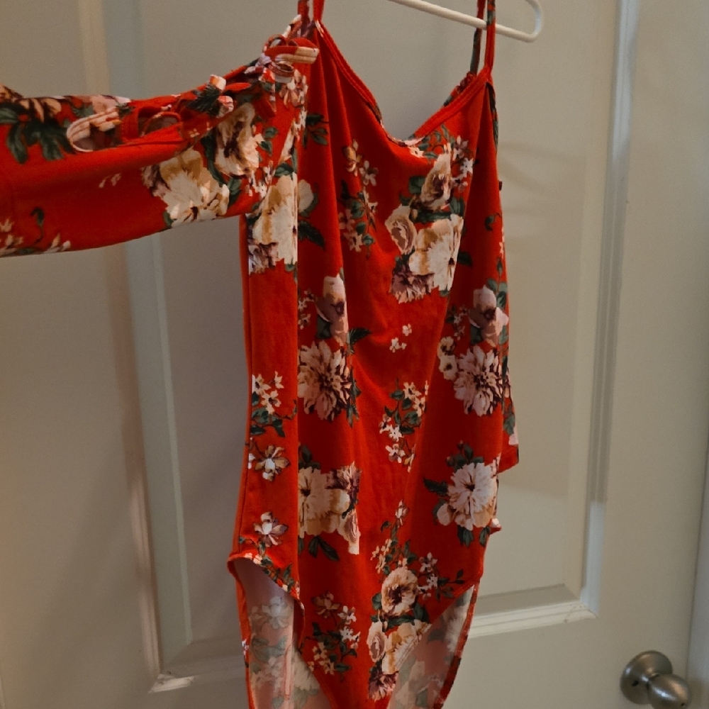 Rue21 Red Floral Bodysuit